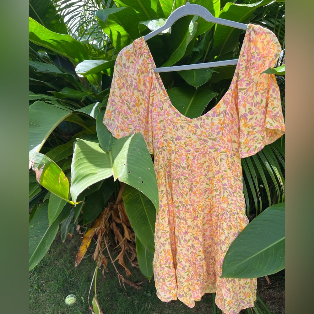 Floral Pink and Yellow Dress